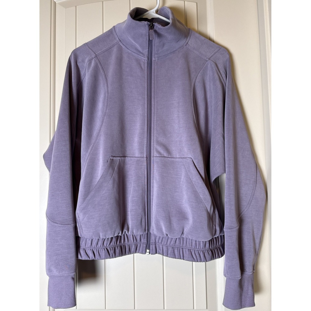 Lululemon Women 8 Brushed Softstreme Funnel-Neck Zip Up Jacket Soft Purple Read